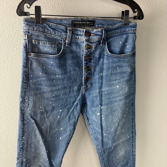 Veronica Beard Ines Paint Splatter Cropped Girlfriend Jean Denim Women’s Size 30 - Picture 4 of 13